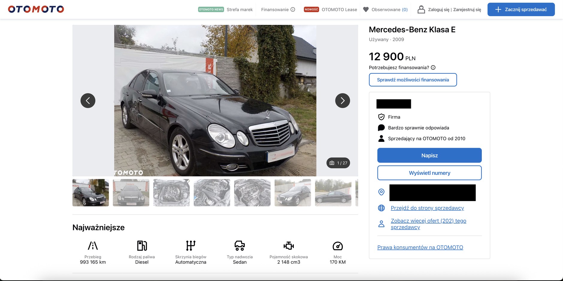Mercedes W211 z przebiegiem 993 tys. km