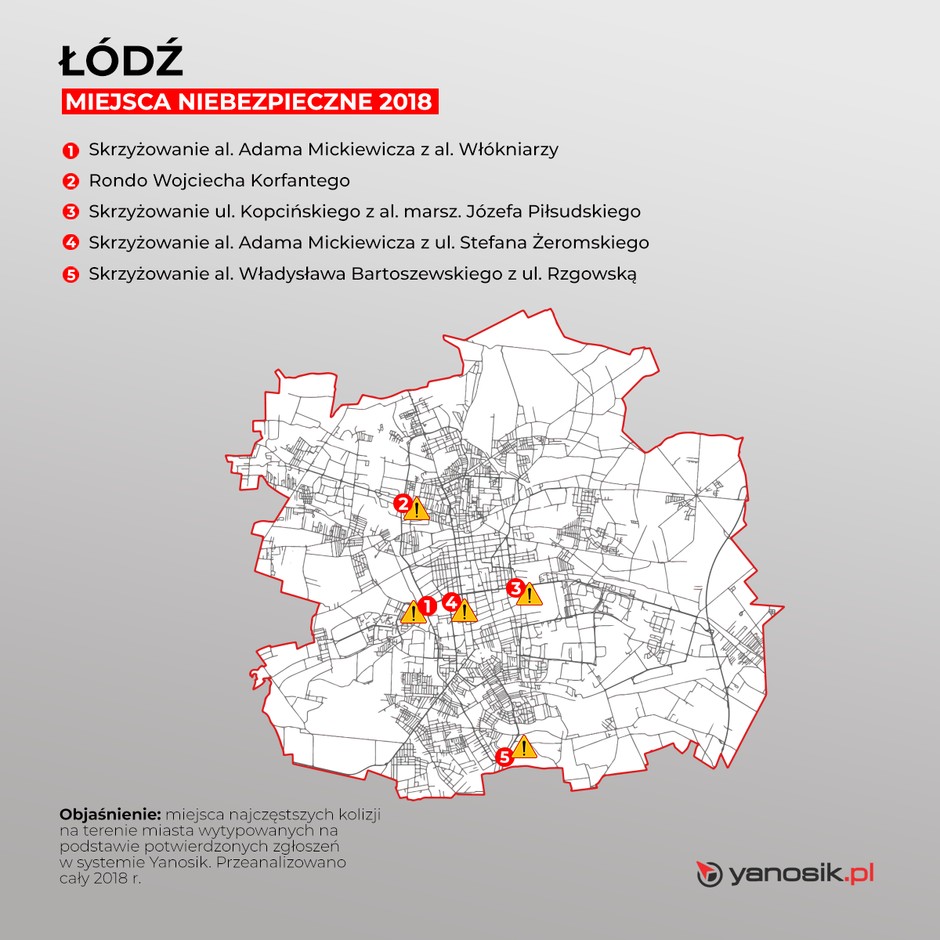 Pięć najbardziej niebezpiecznych miejsc w Lodzi