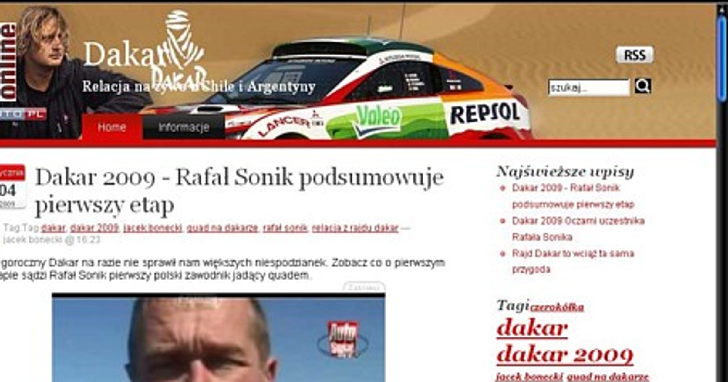 Dakar 2009 gorąca relacja Rafała Sonika prosto z Argentyny