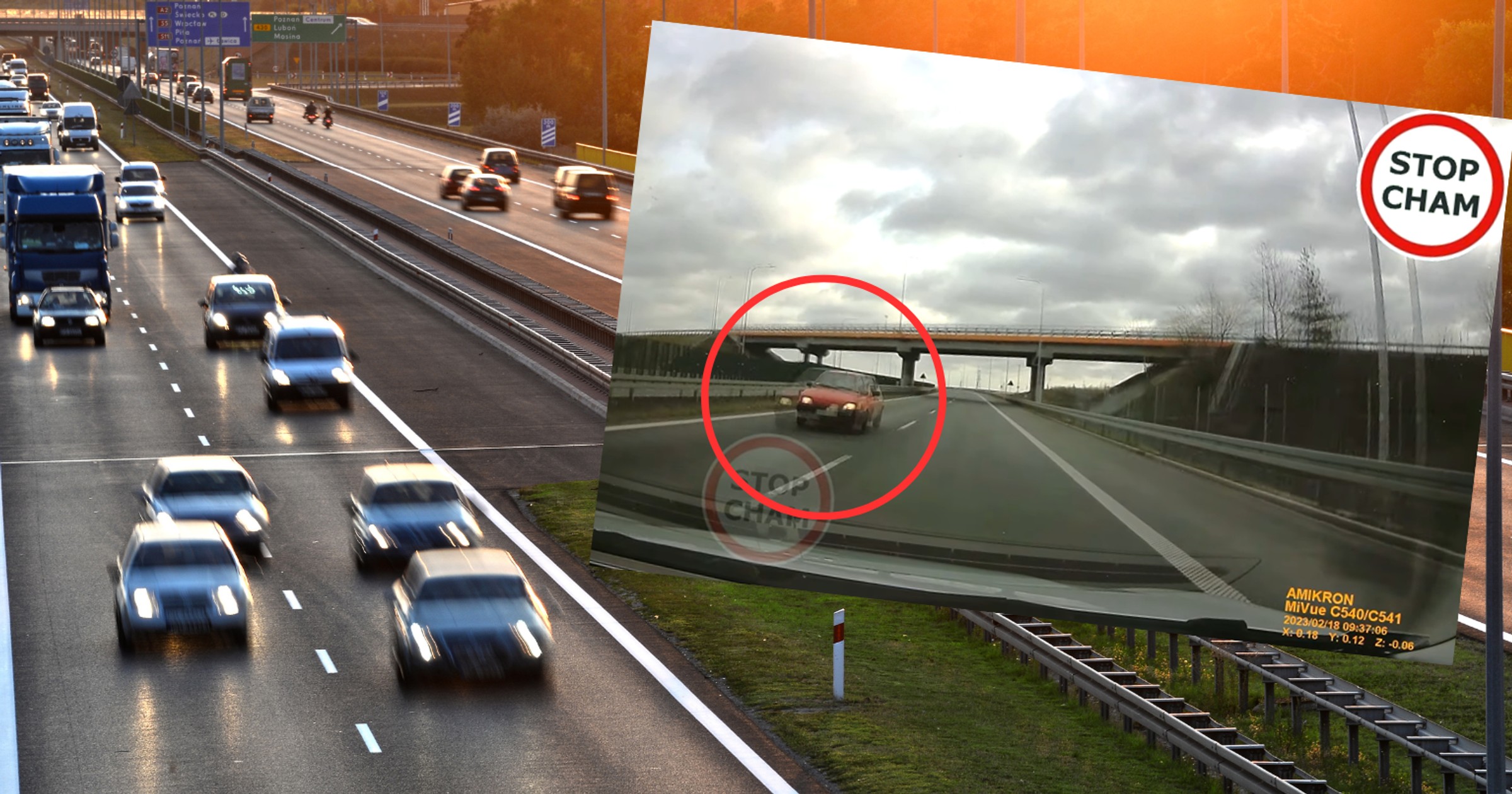 Starszy kierowca jechał pod prąd na autostradzie (youtube.com/STOPCHAM)