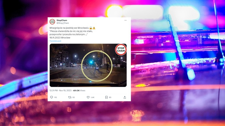 Niebezpieczna sytuacja we Wrocławiu (Twitter.com/@Stop_Cham)