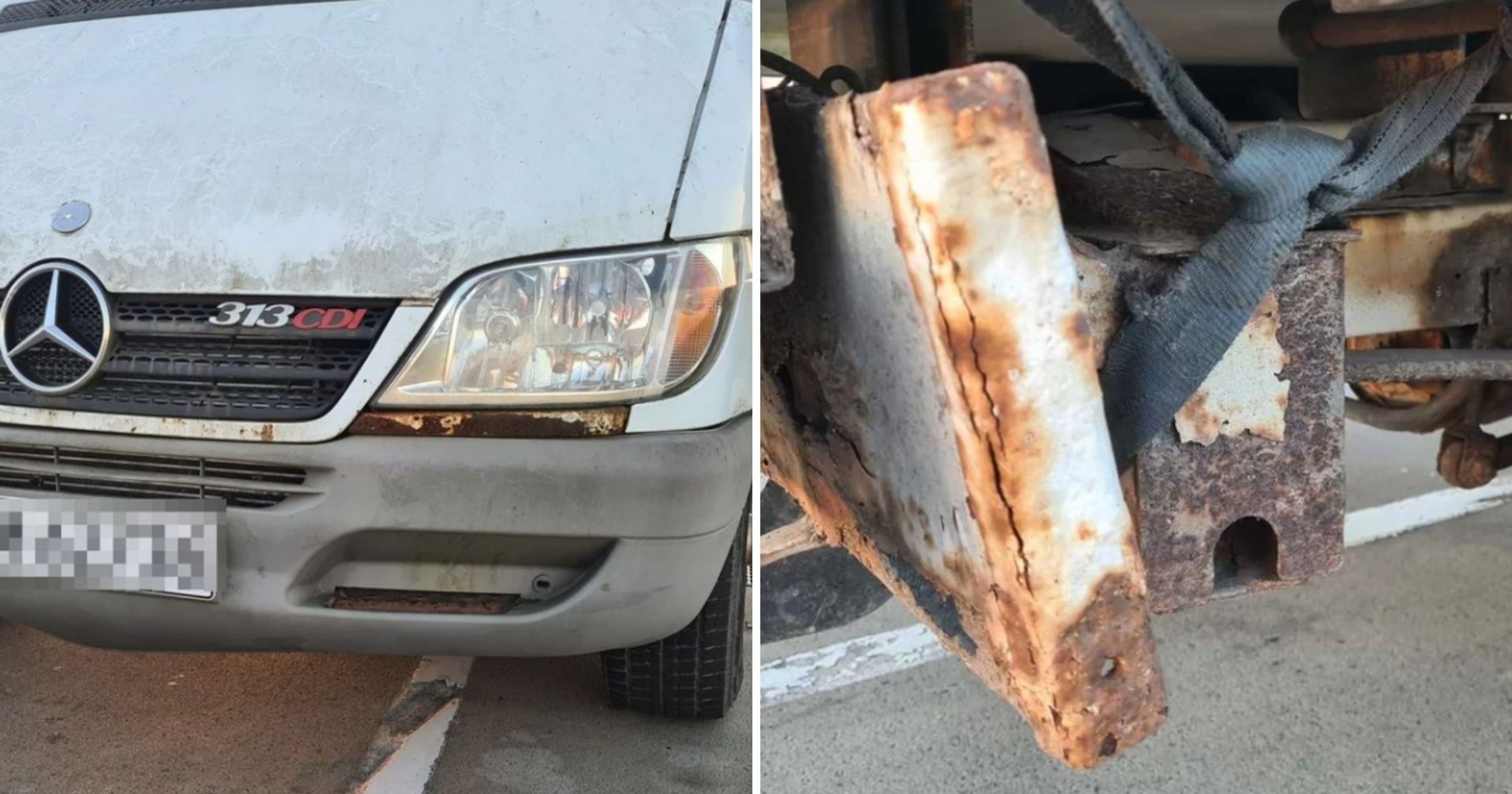 Zatrzymany na S12 Mercedes był w złym stanie technicznym