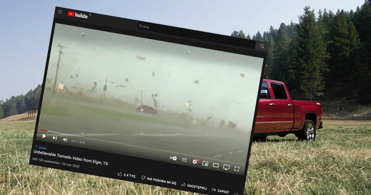 Chevrolet Silverado podczas tornada