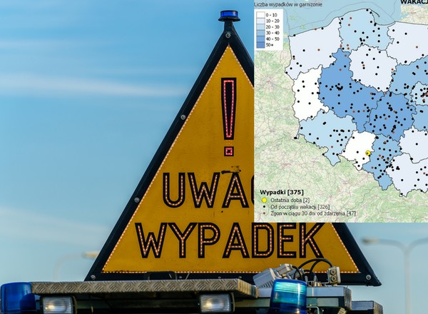 Policja pokazała wakacyjną mapę wypadków ze skutkiem śmiertelnym. Wiele czarnych punktów