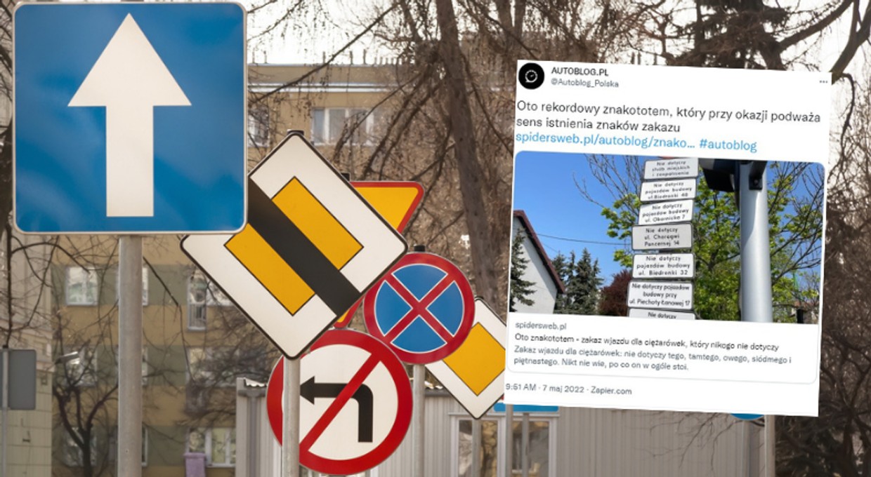 Znak drogowy jak bożonarodzeniowa choinka