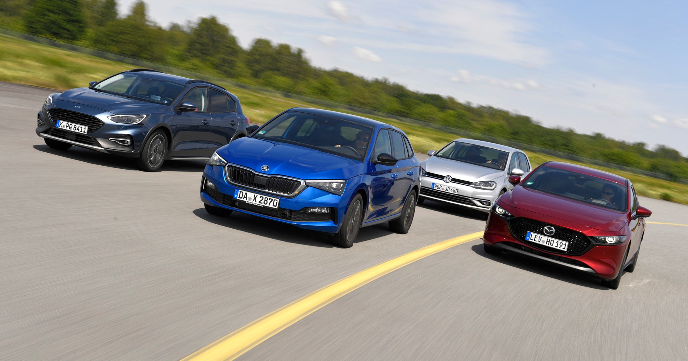 Porównanie: Ford Focus, Mazda 3, Skoda Scala i VW Golf