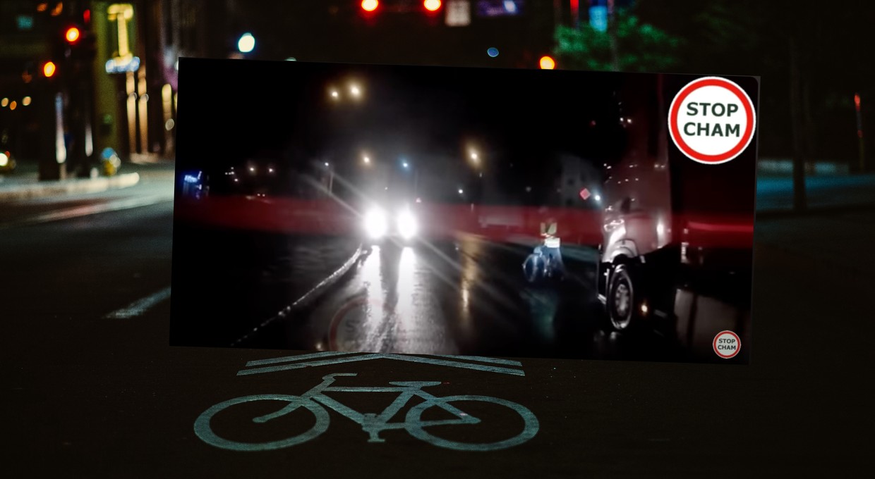 Rowerzysta jechał pod prąd. Refleks kierowcy tira zapobiegł tragedii [WIDEO]