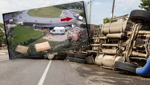 Kierowca ciężarówki przeszarżował. Ten moment nagrał monitoring