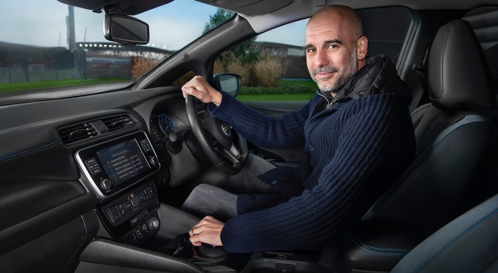 Pep Guardiola i Nissan Leaf