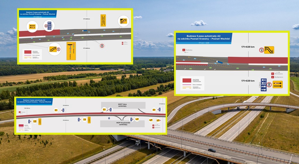 Nowa organizacja ruchu na A2 Poznań Krzesiny - Poznań Wschód od czerwca