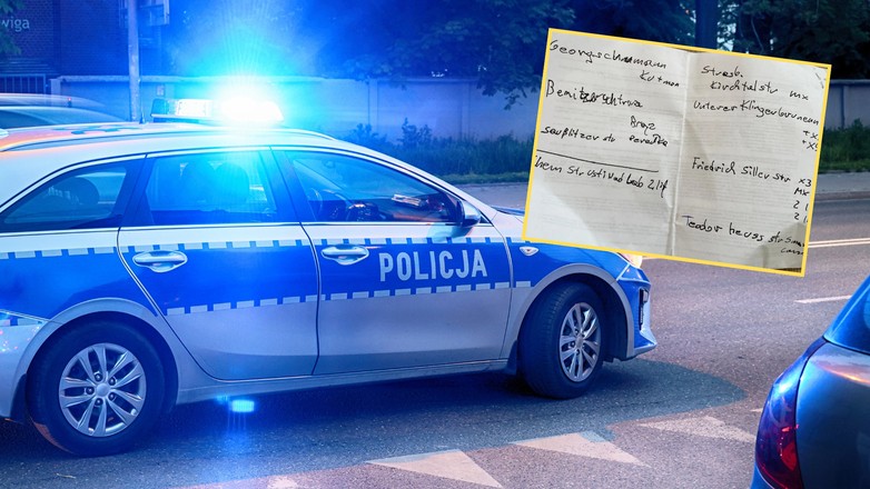 Policjanci, którzy weszli do kryjówki złodziei samochodów w Lublinie, znaleźli kartkę A4 (screen: Polizei Sachsen)