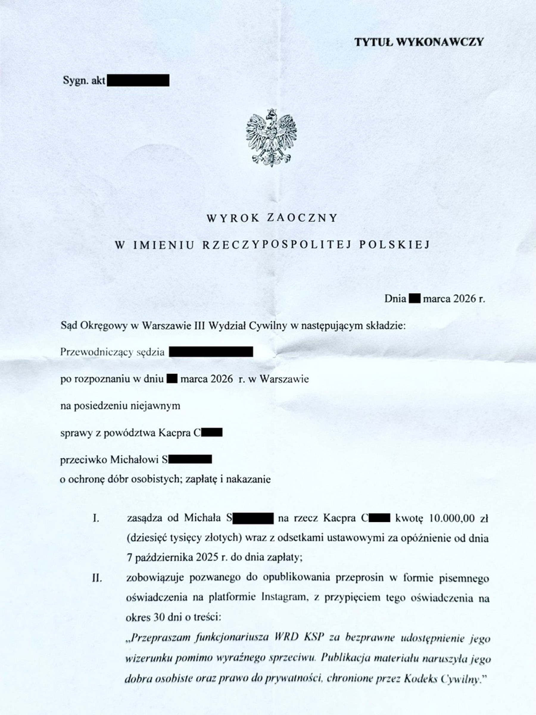 Wyrok w sprawie wizerunku policjanta