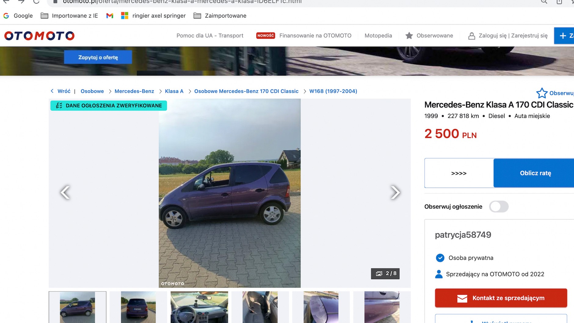 Mercedes klasy A – oferta z Otomoto