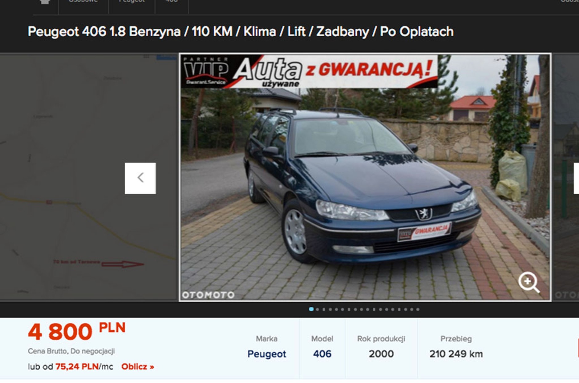 Peugeot 406 rok produkcji 2000 cena 4800 zł