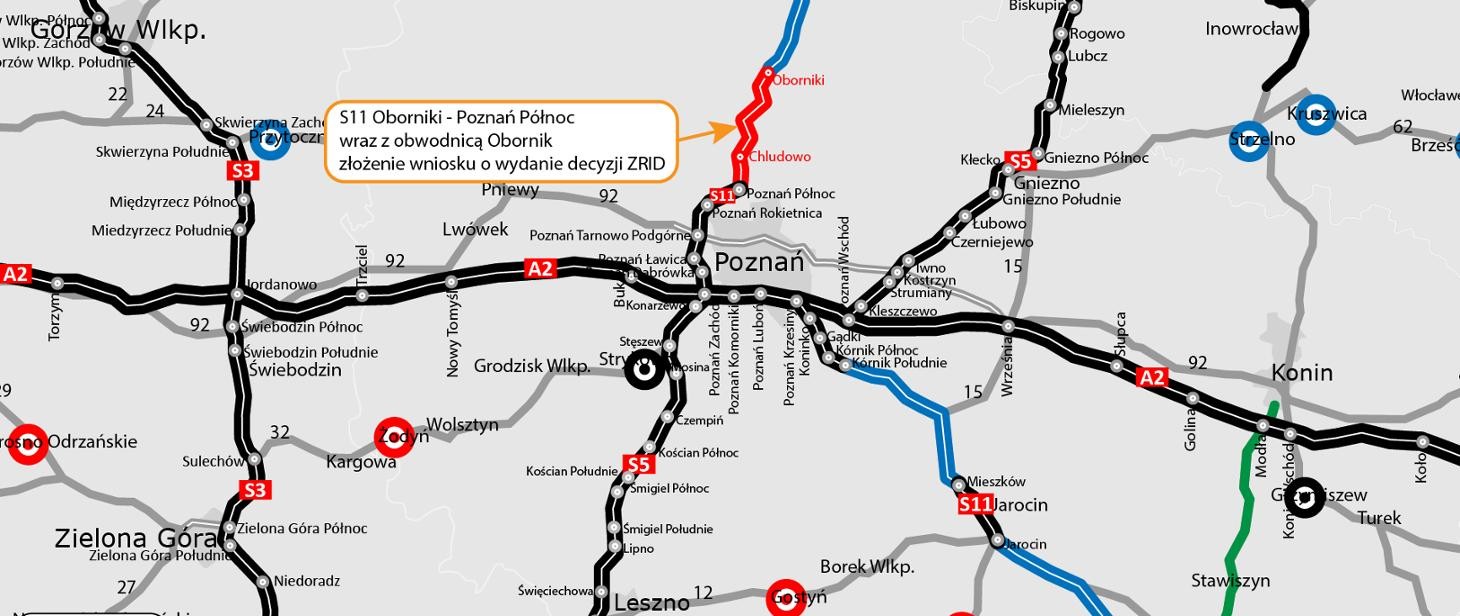 S11 Oborniki - Poznań Północ. Mapa