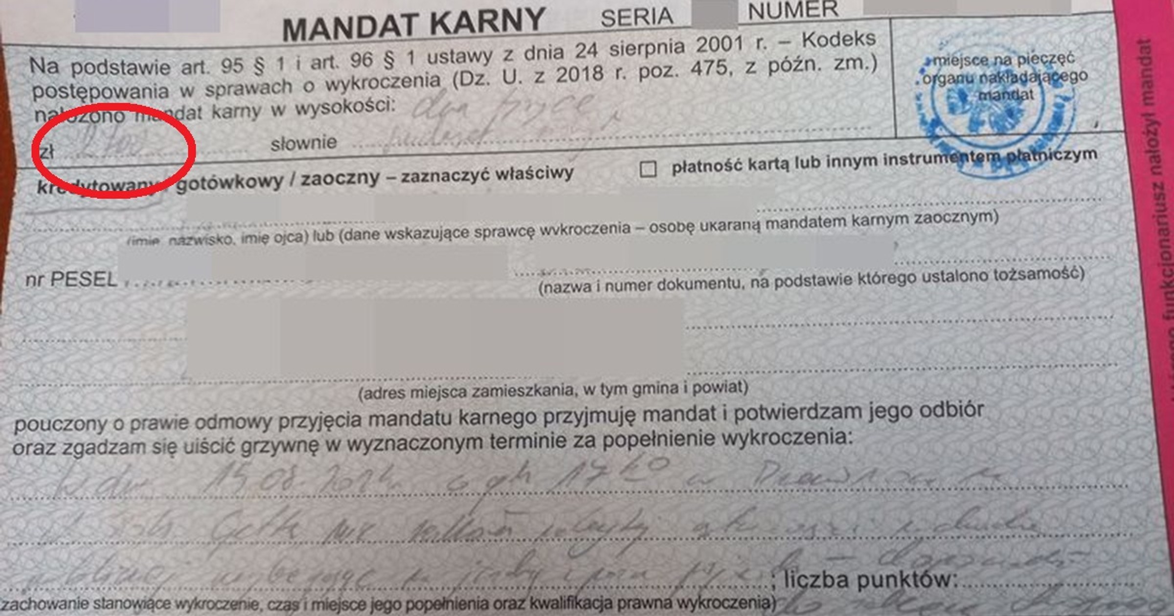Mandat dla pieszego