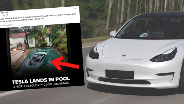 Pomyliła gaz z hamulcem. Tesla aż zanurkowała!