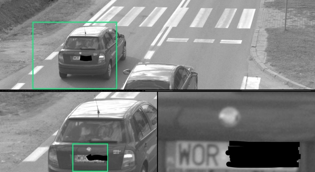 Wykroczenie zarejestrowane przez fotoradar: przekroczenie prędkości połączone z wyprzedzaniem na przejściu dla pieszych. Kumulacja! Ten kierowca pozostanie jednak bezkarny, choć numer rejestracyjny jego auta jest doskonale czytelny.