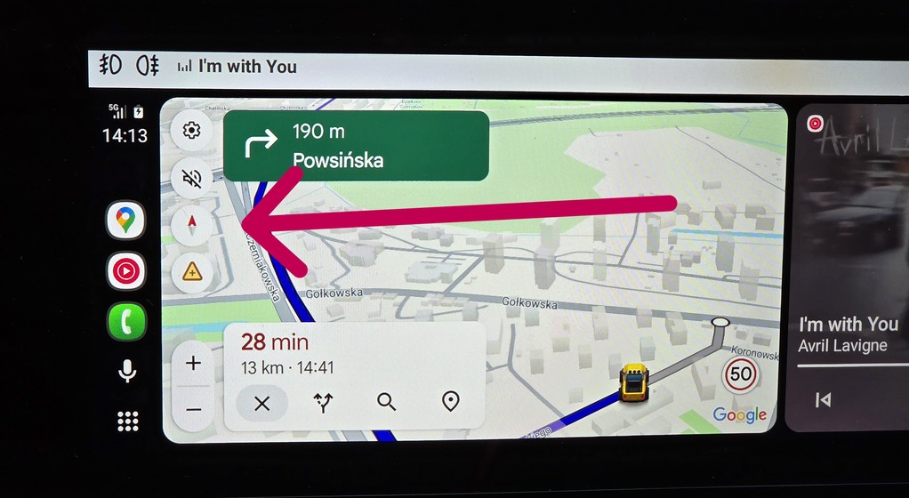 Google Maps - zmiana widoku nawigacji