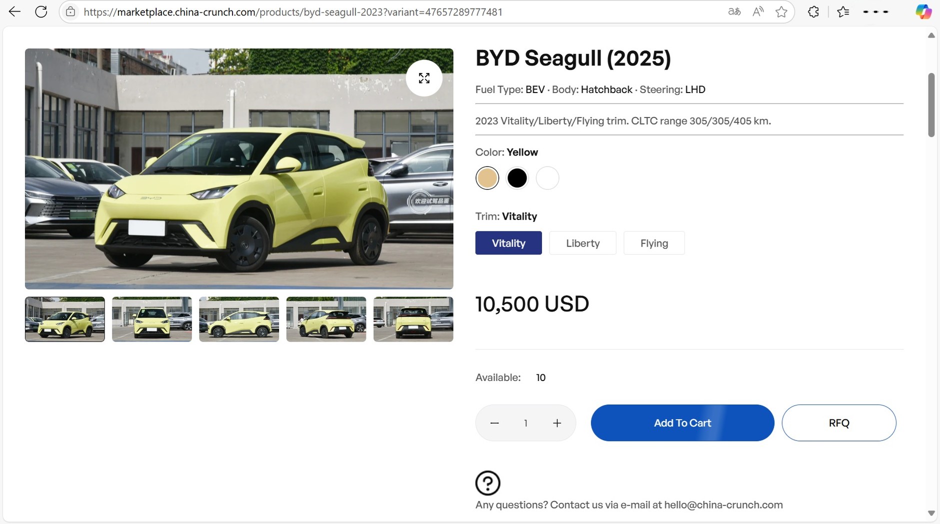 BYD Seagull (Dolphin Surf) w ofercie China EV Marketplace