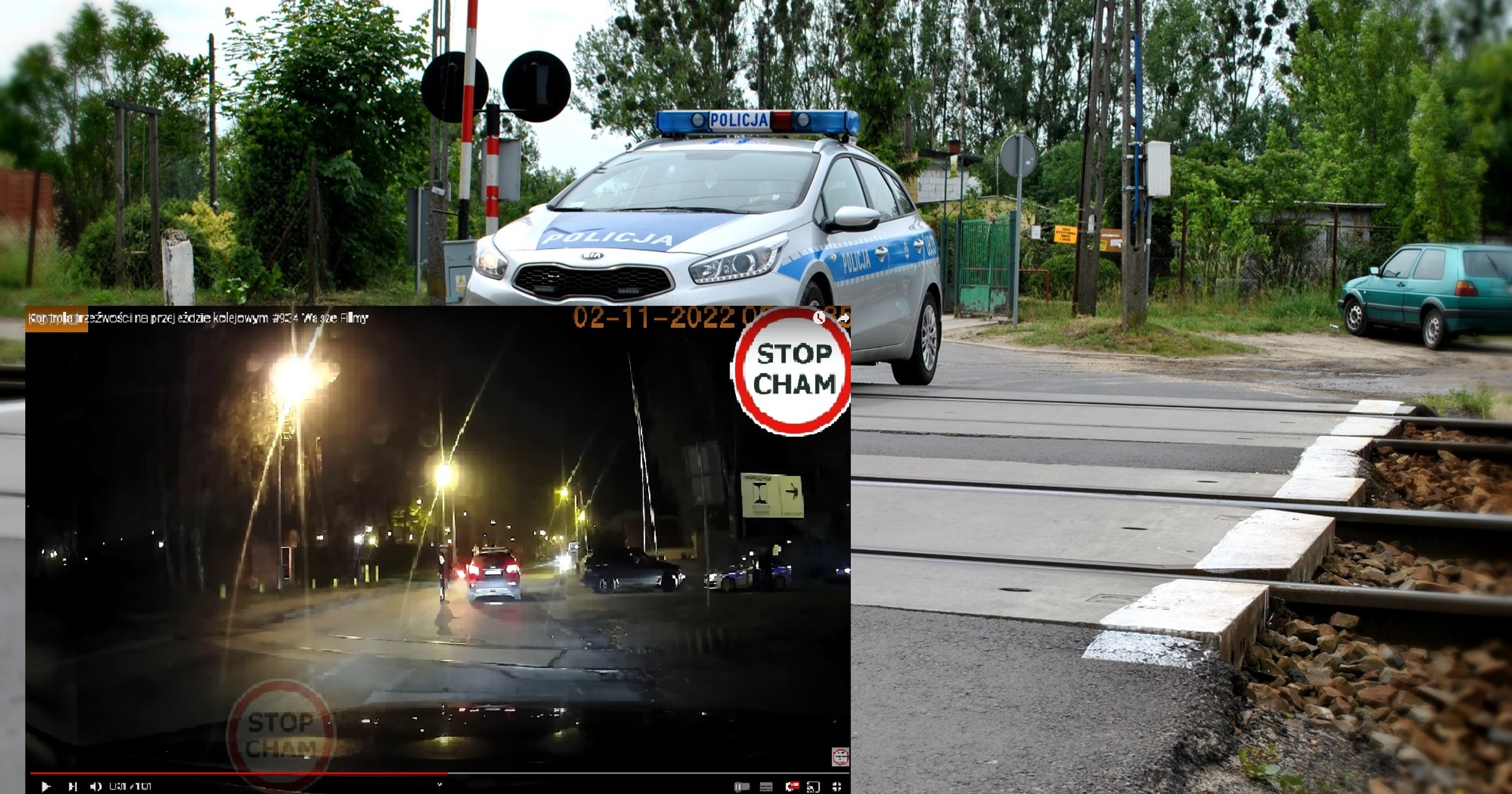 Policyjna kontrola na przejeździe w Jaworznie