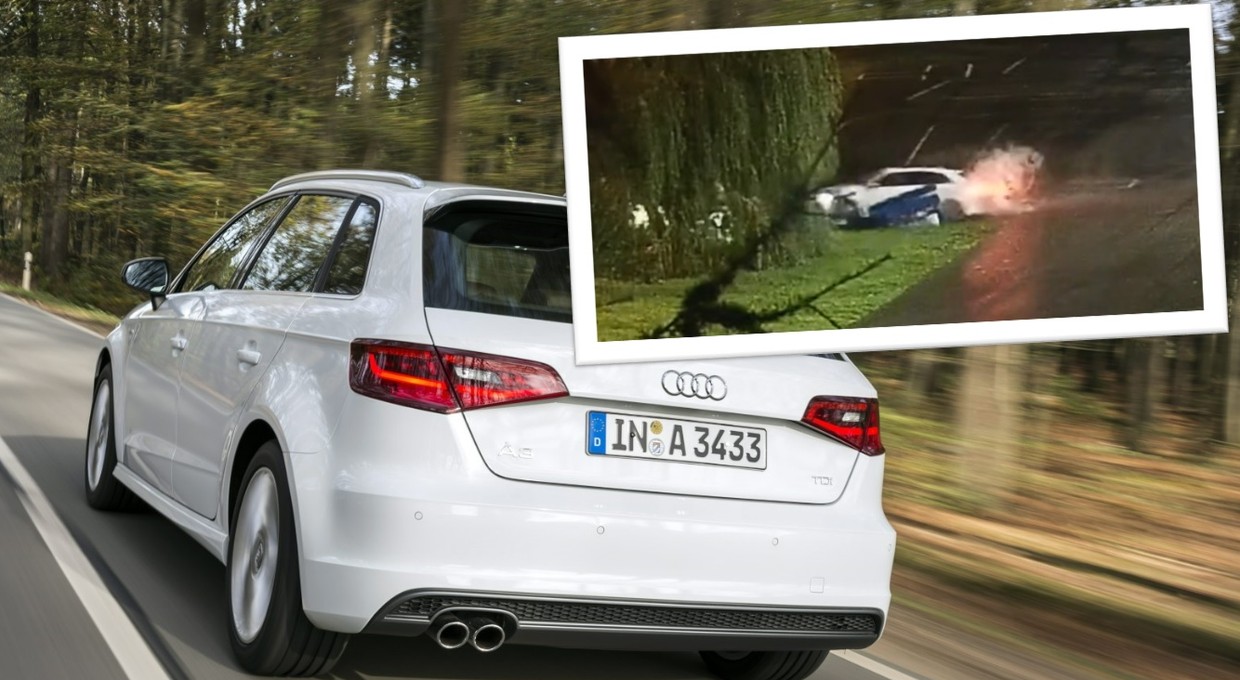 Myślał, że jego Audi to "driftmaszyna". Drzewo wyprowadziło go z błędu [WIDEO]