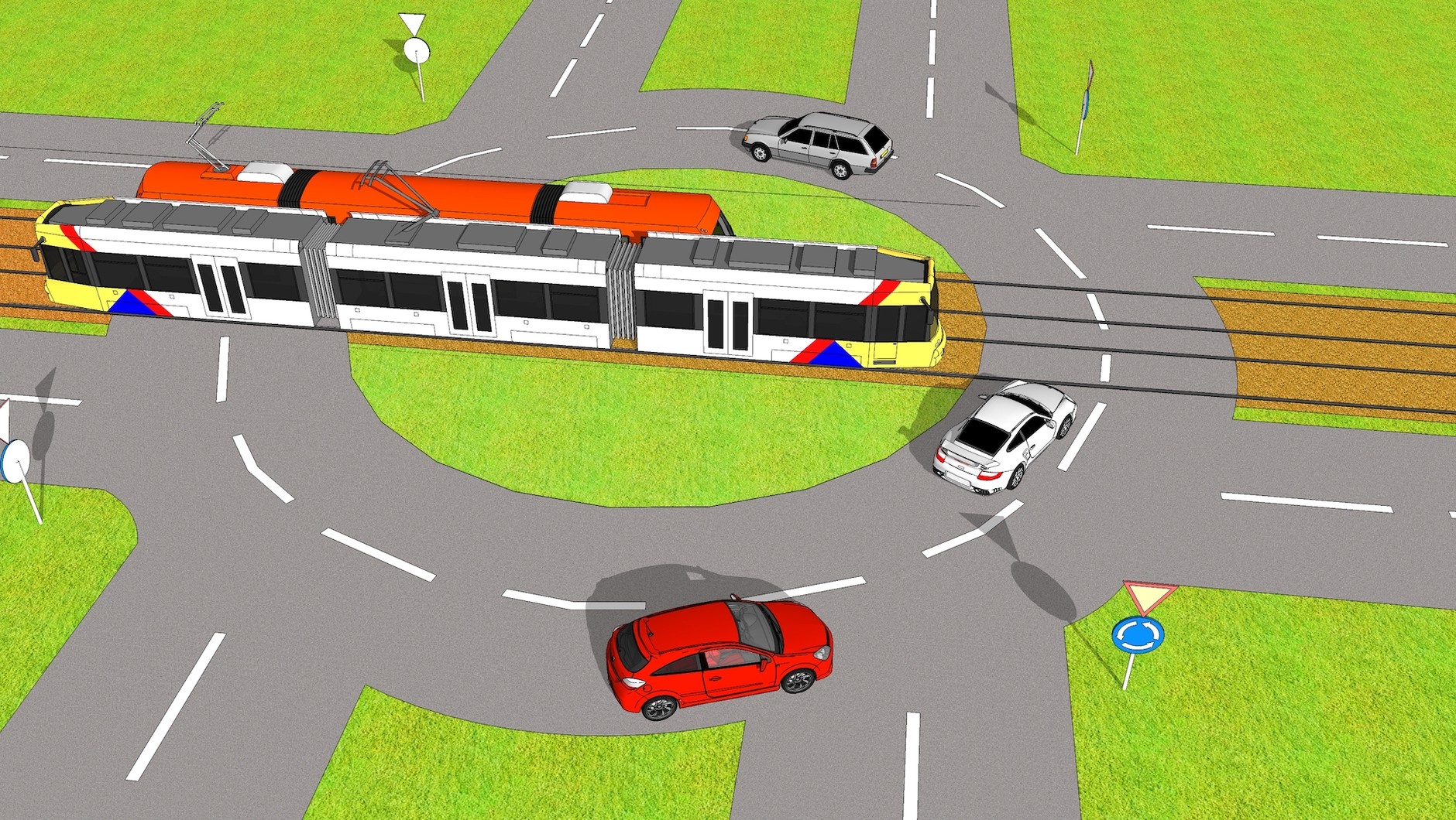 Kiedy tramwaj już zjeżdża z ronda, zawsze ma pierwszeństwo