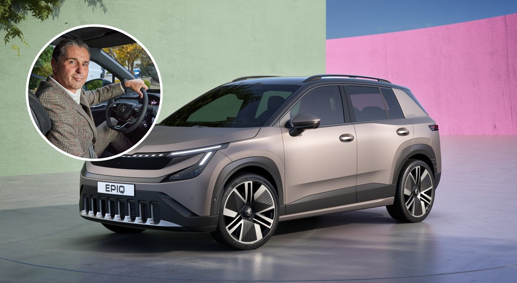 Skoda Epiq (wersja prototypowa) i prezes Skody Klaus Zellmer