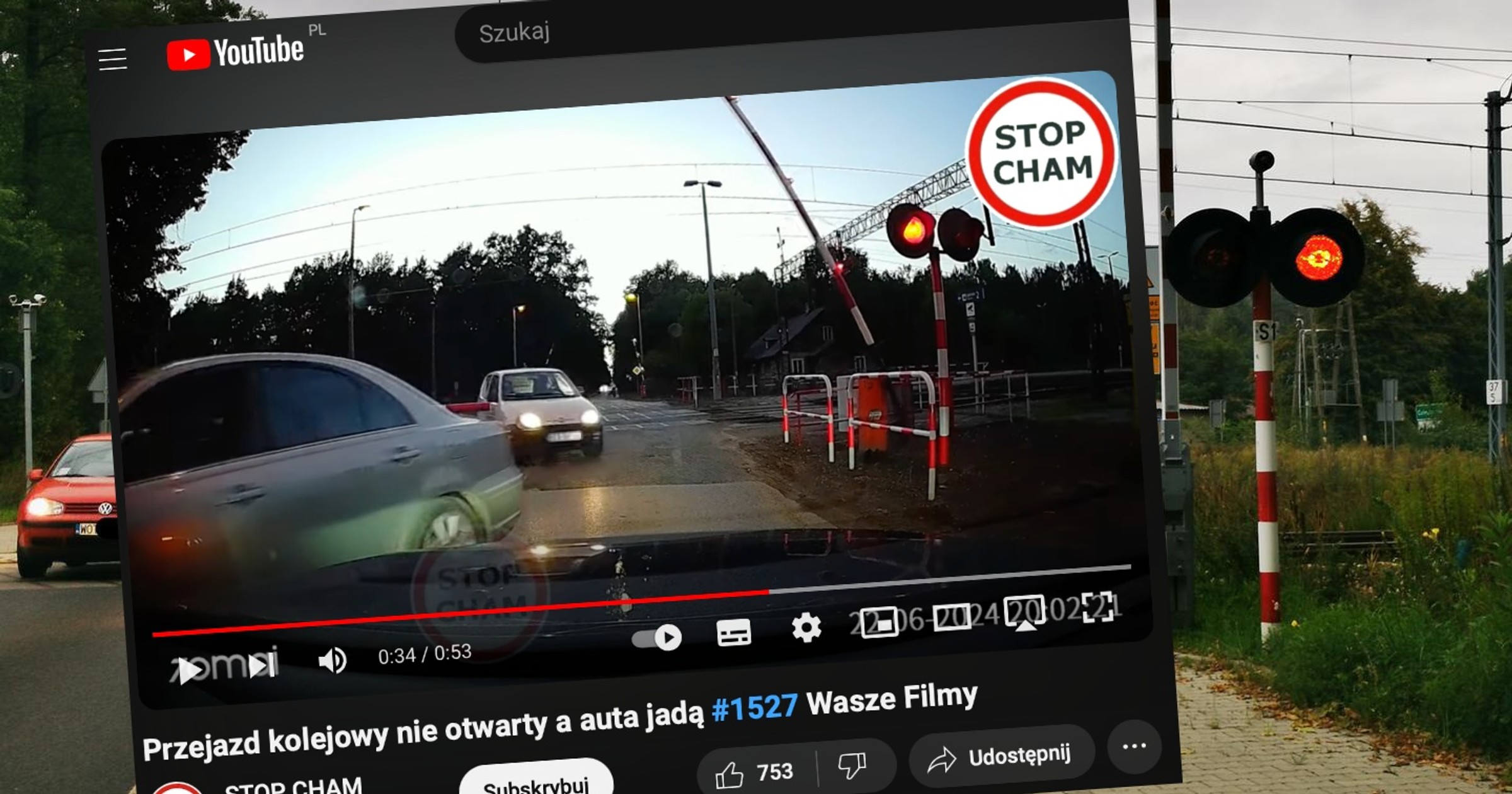 Kierowcy wjechali na przejazd, chociaż jedna z półzapór nawet nie zaczęła się podnosić