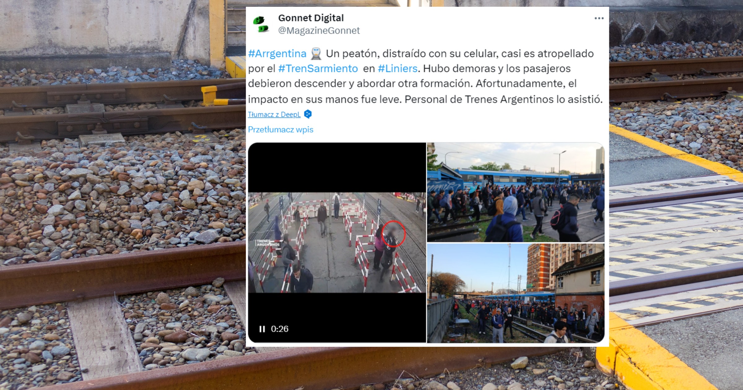 O krok od tragedii na przejeździe kolejowym (fot. screen: x.com/MagazineGonnet)