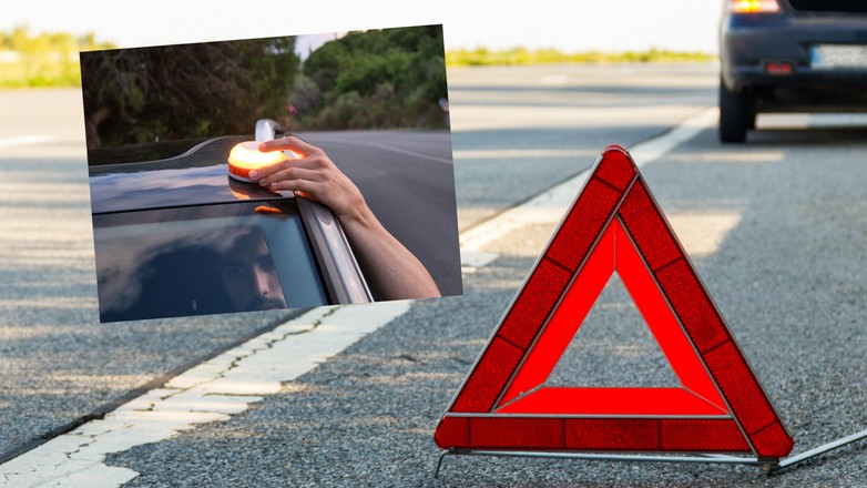 Lampka zamiast trójkąta ostrzegawczego