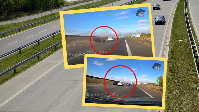 Trzy auta zderzyły się na S2 w Warszawie (screenshot/Facebook/bandyci.drogowi)
