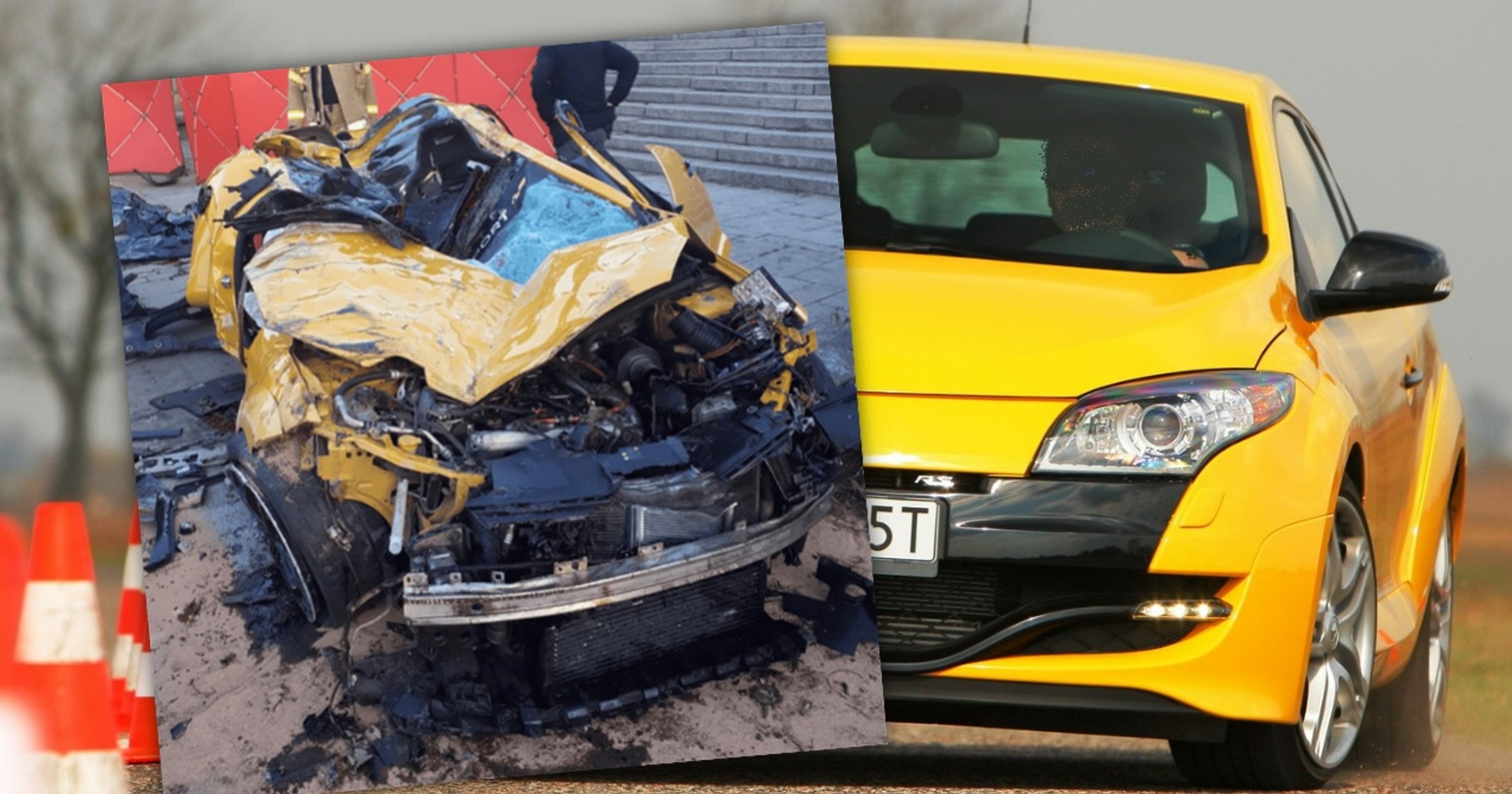 Rozbite w Krakowie Renault Megane R.S. syna Sylwii Peretti