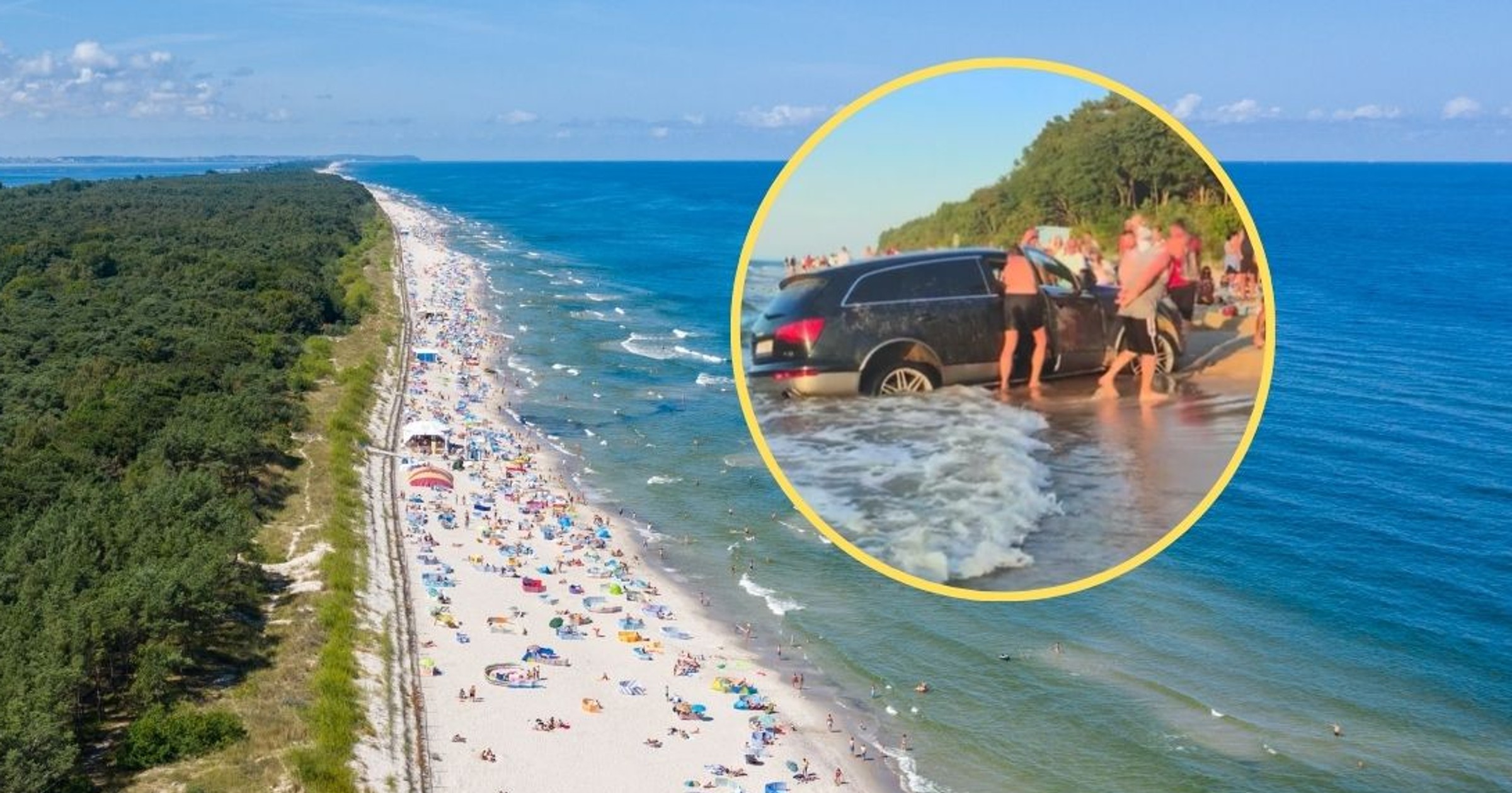 Na plaży w Gąskach pojawiło się auto