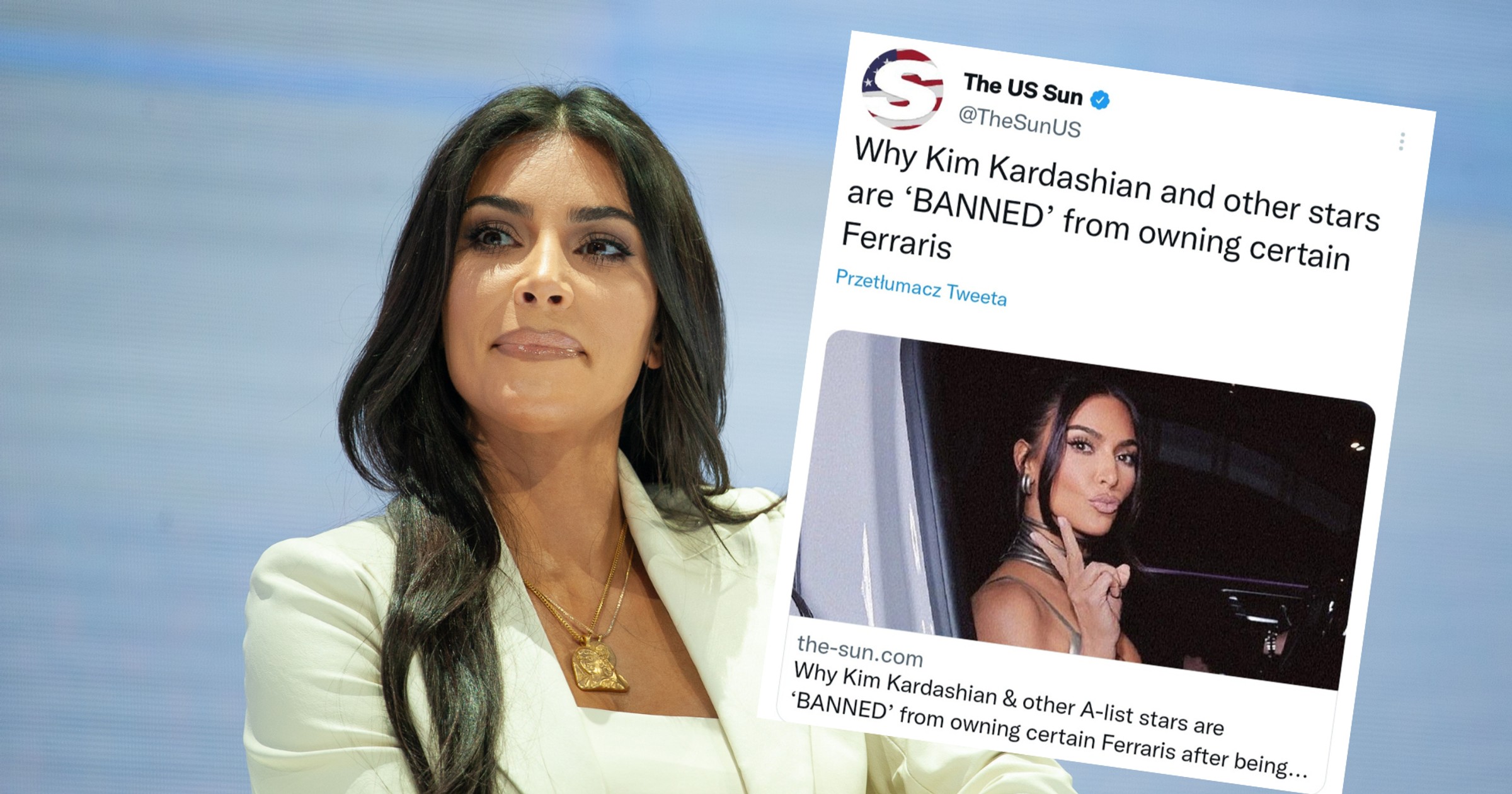 Kim Kardashian nie może już kupować specjalnych edycji samochodów Ferrari (fot. TheSunUS/Twitter)