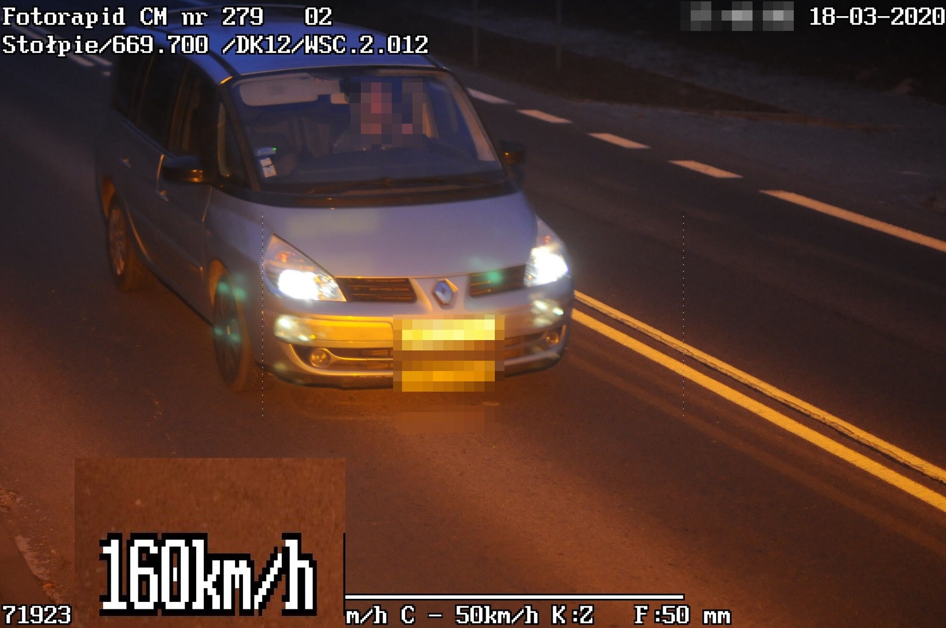 Przekroczenie prędkości - zdjęcie z fotoradaru