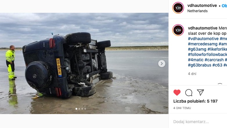 Mercedes-AMG G63 koziołkuje podczas próby driftu