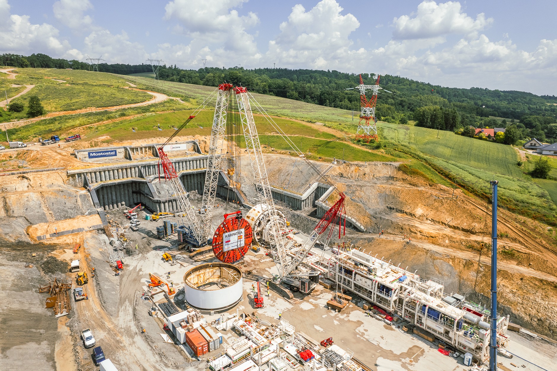 Maszyna TBM na placu budowy S19 Rzeszów Południe - Babica