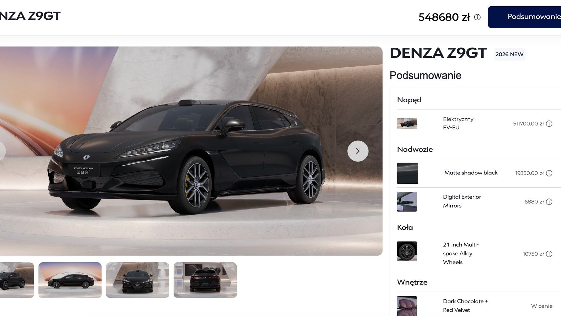 Zrzut ekranu z konfiguratora Denzy Z9GT
