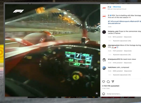To widzi kierowca F1 w czasie jazdy. Nowa kamera w kasku