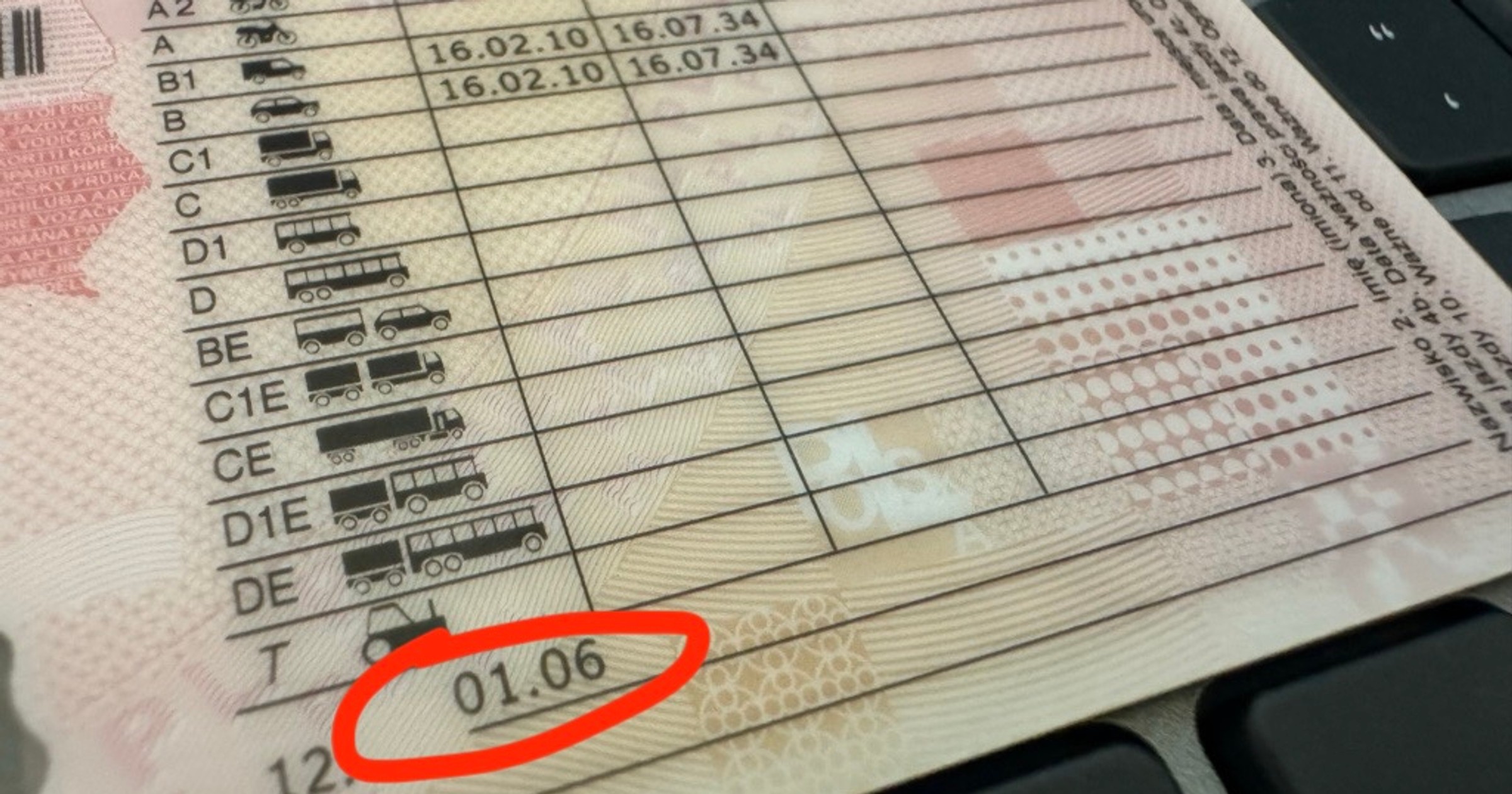 Prawo jazdy z kodem 01.06