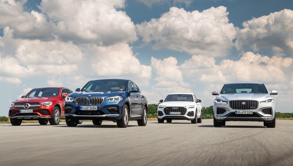 Porównanie SUV-ów: Audi Q5 Sportback, BMW X4, Mercedes GLC Coupé, Jaguar F-Pace