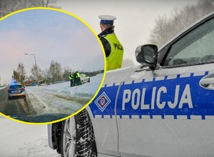 Zimowy pościg w Skierniewicach. Kierowca próbował uciekać przez hałdy śniegu na polu