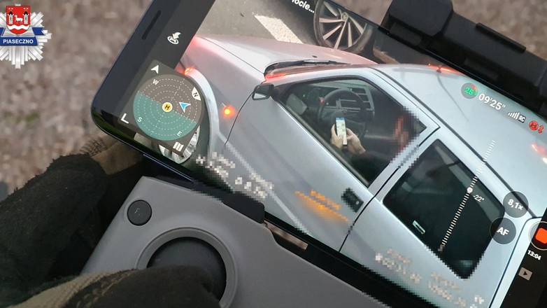 Policjanci kontrolują kierowców z drona. Sprawdzają, czy używają telefonów