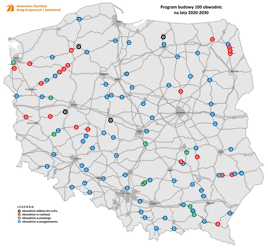 Program 100 obwodnic stan na październik 2024