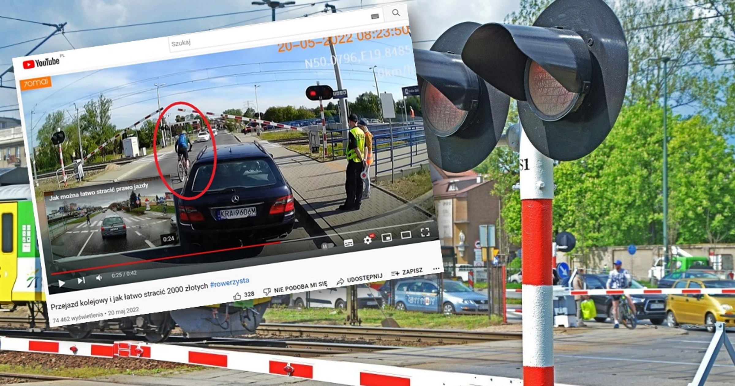 Rowerzysta nieprawidłowo pokonał przejazd kolejowy