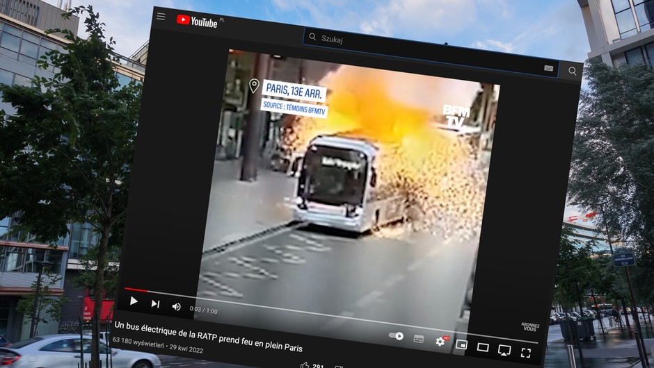 W Paryżu spłonął elektryczny autobus