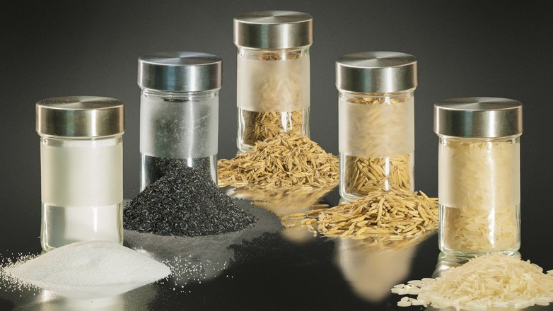 Krzemionka z popiołu lusek ryzu