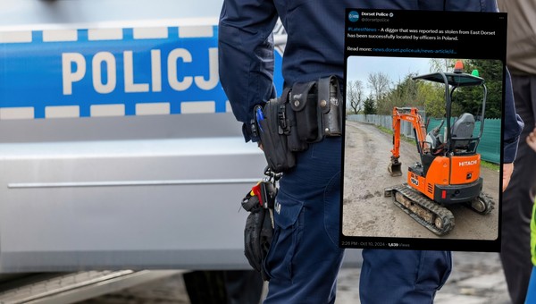 Koparka z Anglii znalazła się w Polsce. Policja tłumaczy (fot. screen: Twitter/dorsetpolice)