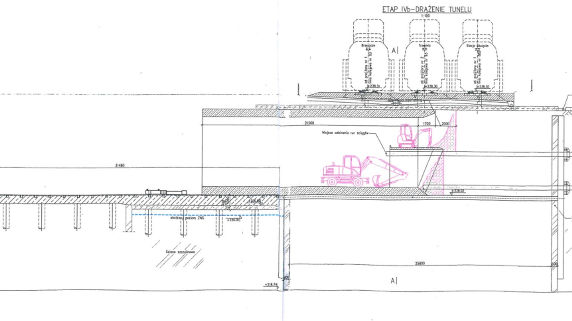 Schemat wykopu tunelu